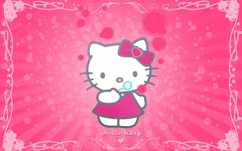 Hello Kitty Обои на телефон мультипликационный персонаж на розовом фоне