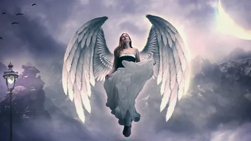 Ангел Обои на телефон человек в белом платье с крыльями и крыльями в воздухе