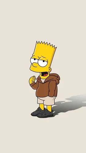 Грустный Барт Симпсон Обои на телефон мультипликационный персонаж в желтой шляпе