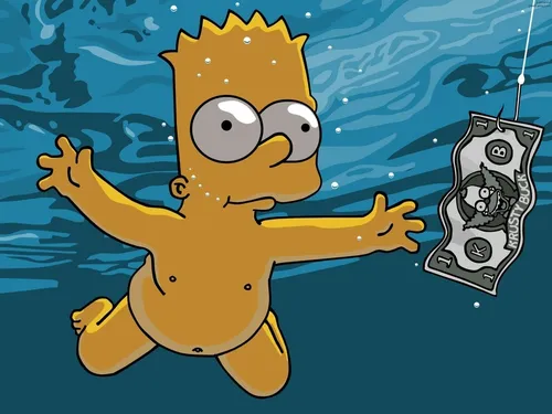 Грустный Барт Симпсон Обои на телефон мультфильм с уткой и рыбой в воде