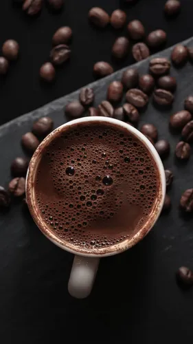 Кофе Обои на телефон чашка кофе с шоколадом и кофейными зернами