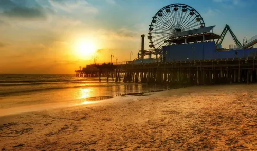 Лос Анджелес Обои на телефон закат над пляжем