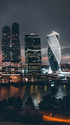 Москва Обои на телефон городской пейзаж ночью