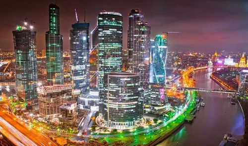 Москва Обои на телефон город с огнями ночью