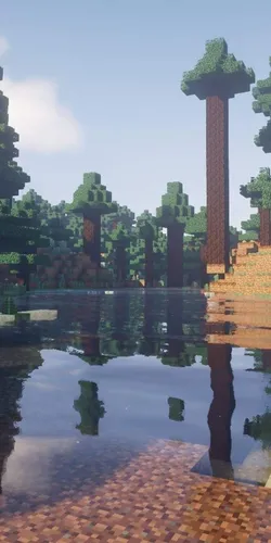 Minecraft Обои на телефон отражение здания в пруду