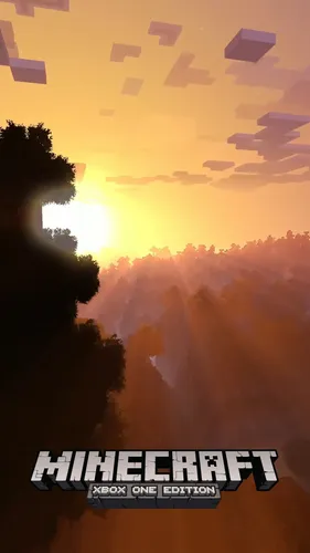 Minecraft Обои на телефон закат над деревьями