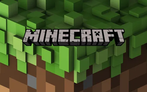 Minecraft Обои на телефон зелено-белый логотип