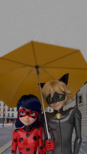 Леди Баг И Супер Кот Обои на телефон пара кукол с зонтиком