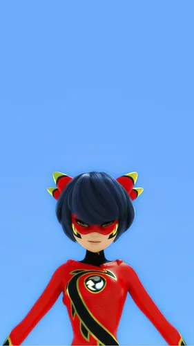 Леди Баг И Супер Кот Обои на телефон кукла в красно-черном наряде и на синем фоне
