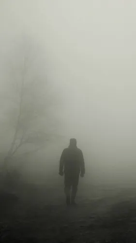 Одиночество Обои на телефон человек, идущий в тумане