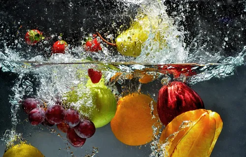 Фрукты В Воде Обои на телефон фрукты падают в воду