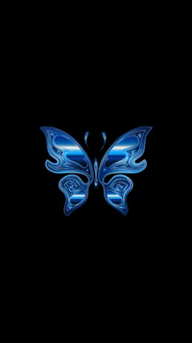С Бабочками Обои на телефон синий символ на черном фоне