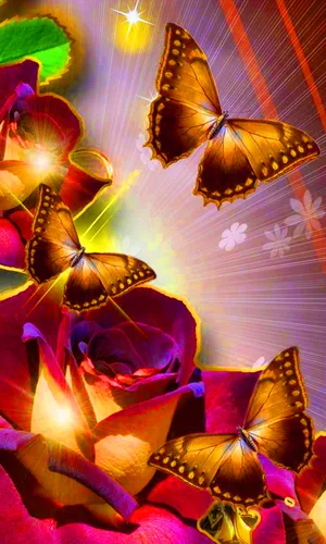 С Бабочками Обои на телефон группа разноцветных бумажных цветов