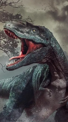 С Динозаврами Обои на телефон динозавр с открытым ртом