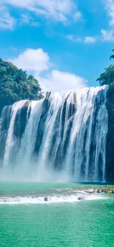 Водопад Обои на телефон большой водопад с водоемом внизу