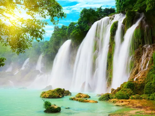 Водопад Обои на телефон водопад с радугой