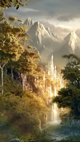 Известные Картины Обои на телефон водопад в лесу