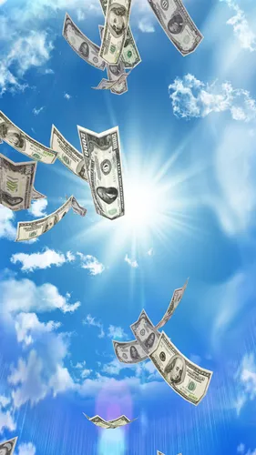 Бенджамин Франклин, 3D Движущиеся Обои на телефон куча денег, летящая в воздухе