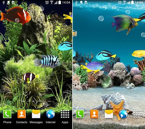 3D Движущиеся Обои на телефон разнообразные рыбы в аквариуме