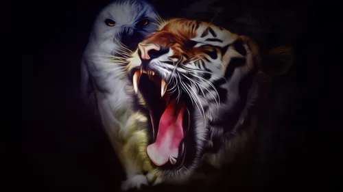 4К Игры Обои на телефон тигр ревет с открытым ртом