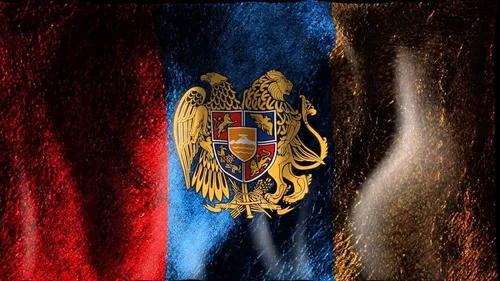 Армения Обои на телефон флаг с гербом и львом на нем