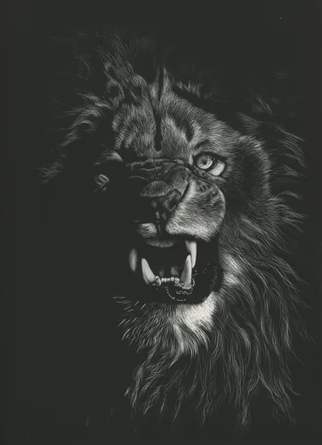 Лев На Черном Фоне Обои на телефон черно-белое изображение льва