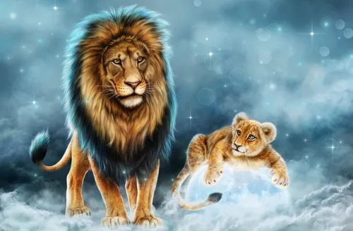 Лев На Черном Фоне Обои на телефон лев и львенок в снегу