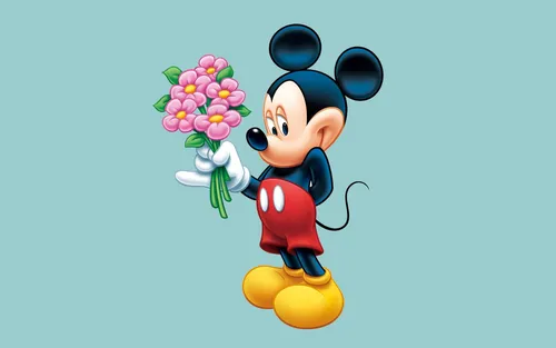 Микки Маус Обои на телефон карикатура человека, держащего цветы