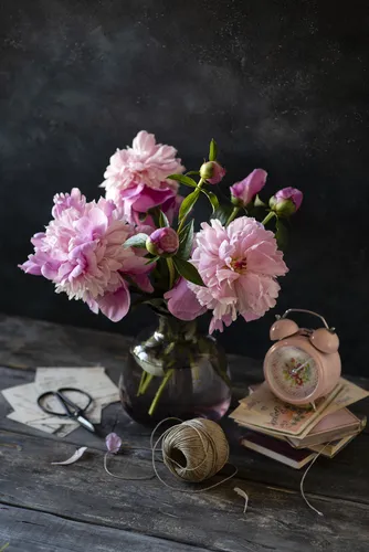 Цветы Пионы Обои на телефон ваза с цветами