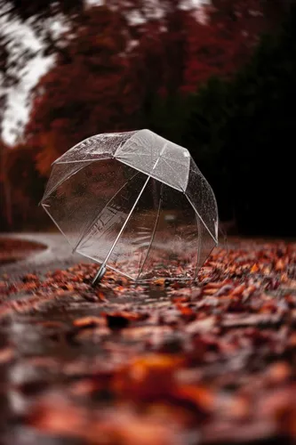 Осень Обои на телефон большой зонт покрыт листьями