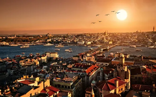 Турция Обои на телефон город с лодками и водой