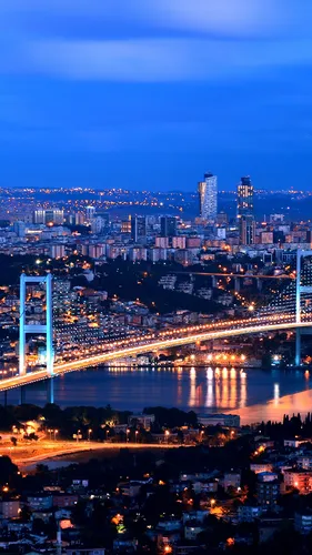 Турция Обои на телефон город с огнями ночью
