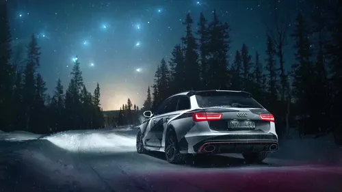 Audi Rs6 Обои на телефон автомобиль на дороге с деревьями и звездным небом