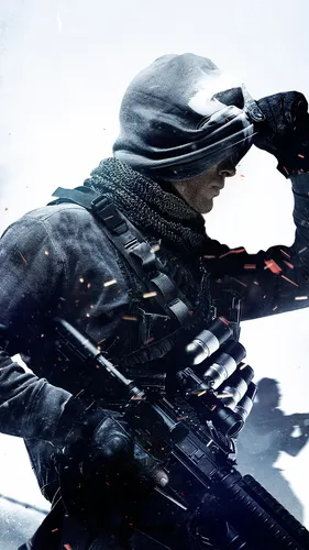 Call Of Duty Обои на телефон человек в черной куртке и шлеме с пистолетом