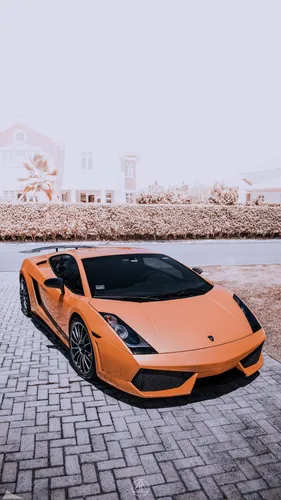 Lamborghini Обои на телефон автомобиль, припаркованный на кирпичной дороге