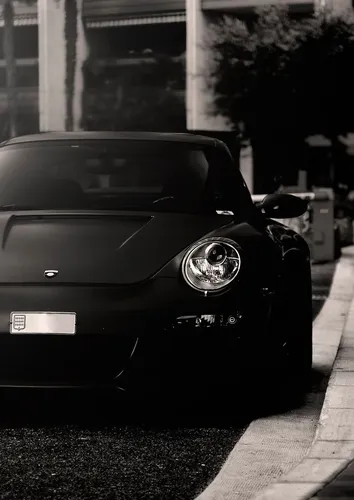 Porsche Обои на телефон черный автомобиль, припаркованный на обочине дороги
