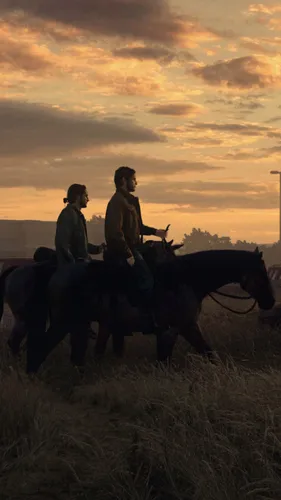 The Last Of Us 2 Обои на телефон пара мужчин верхом на лошадях