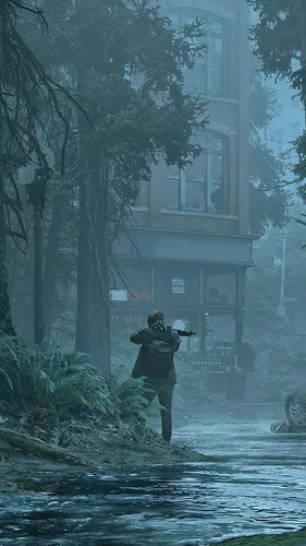 The Last Of Us 2 Обои на телефон человек, стоящий в затопленной зоне