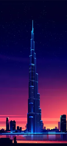 Дубай Обои на телефон высокое здание с голубым небом на фоне небоскреба Бурдж-Халифа