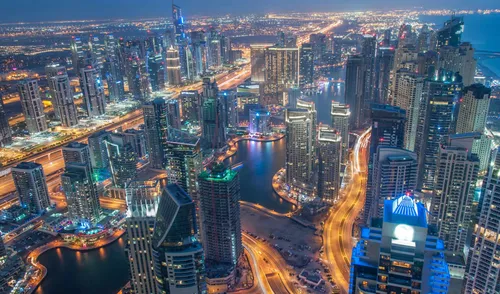 Дубай Обои на телефон город с огнями ночью