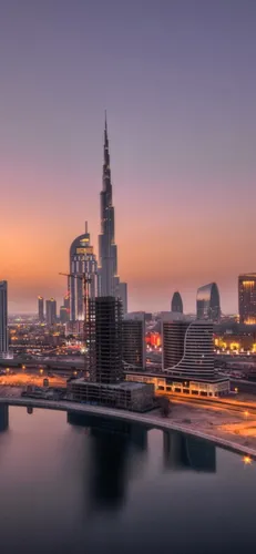 Дубай Обои на телефон городской пейзаж на закате