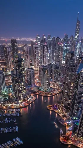 Дубай Обои на телефон город с рекой и мостом