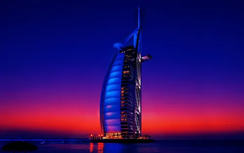 Дубай Обои на телефон высокое здание с голубым небом на фоне Бурдж-эль-Араба