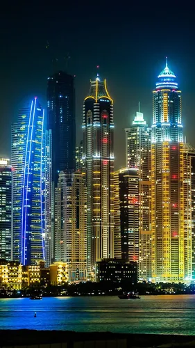 Дубай Обои на телефон городской пейзаж ночью