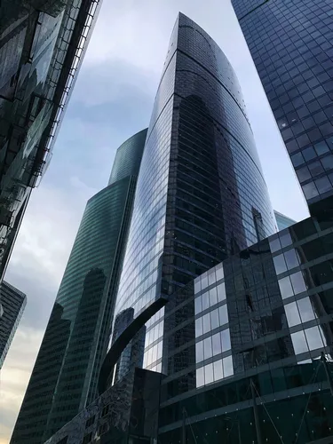 Москва Сити Обои на телефон малый угол обзора здания