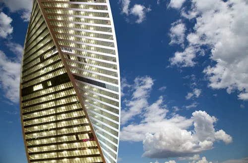 Москва Сити Обои на телефон высокое здание с облаками в небе