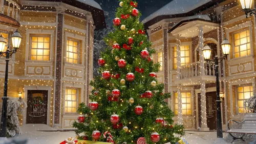 Новогодняя Елка Обои на телефон большая рождественская елка в здании
