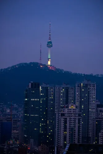 Корея Обои на телефон город с высокими зданиями