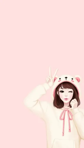 Корея Обои на телефон кукла с розовым бантом