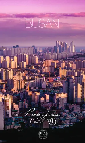 Корея Обои на телефон городской пейзаж с розовым и фиолетовым небом